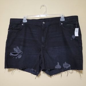 Old Navy NWT Distressed Black cut off Jean Shorts, High Rise Slouchy Strsight‎